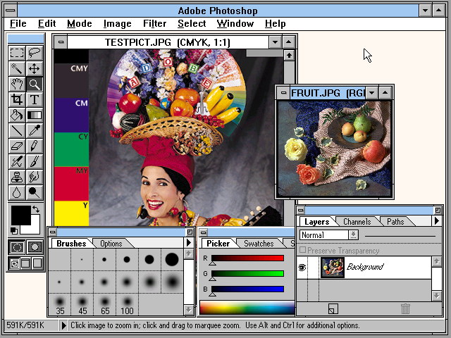 Adobe Photoshop 3.0 for Windows Workspace (1994)